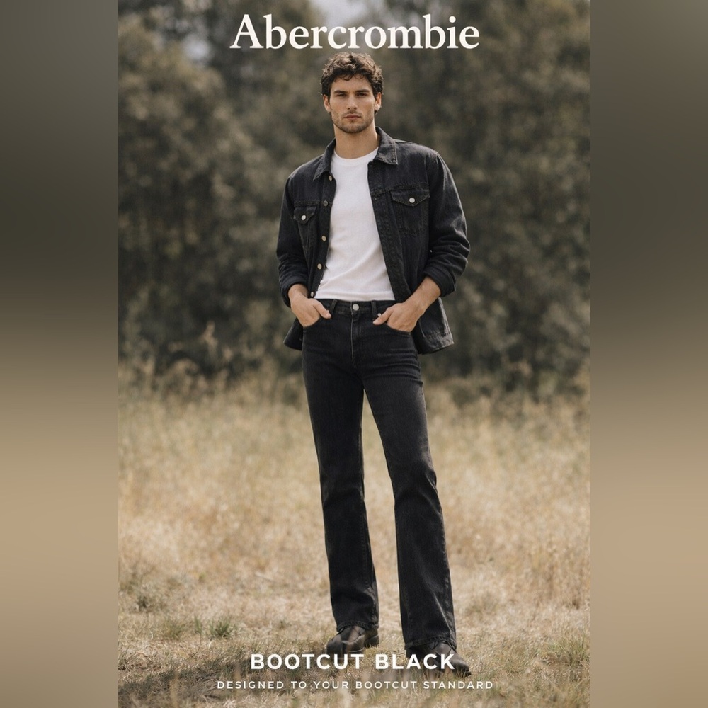 Abercrombie & Fitch Men's Boot Cut Stretch Jeans Black 30x32